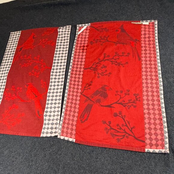 2pc Red Blk Wht Courtly Check MacKenzie-Childs Cardinal Jacquard Dish Towel - Picture 6 of 11